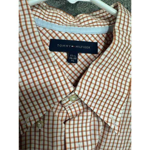 Tommy Hilfiger Men's orange Check Long Sleeve Button Up Shirt XL - Picture 2 of 4